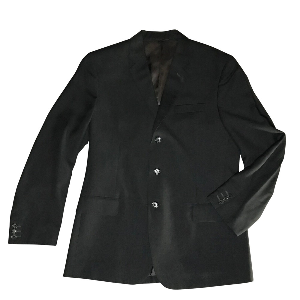 Helmut Lang Vintage Black 100% Lana Wool 3-Button Blazer Jacket Made in Italy 50